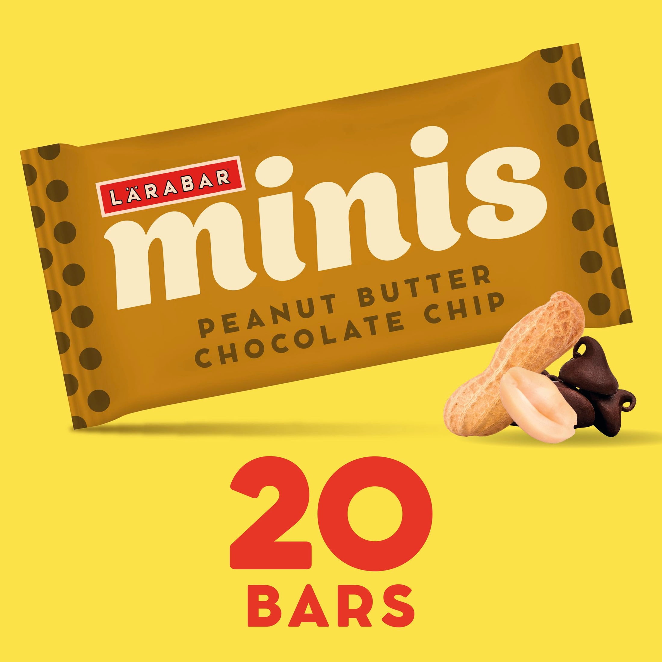 Larabar Minis Peanut Butter Chocolate Chip, Gluten Free Fruit and Nut Bars, 15.6 oz, 20 Count