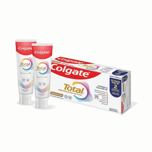 Pasta Dental Colgate Total Original Mint Prevención Activa Anticaries 2x125 ml