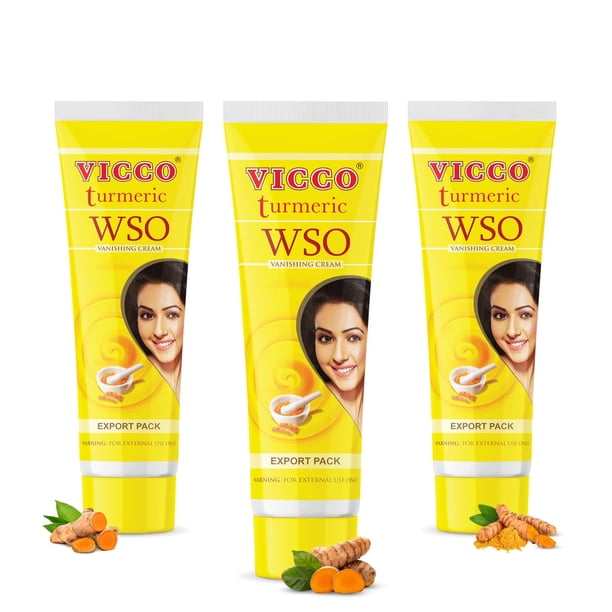 Crema hidratante facial Vicco Turmeric WSO Natural, 80 ml, paquete de 3