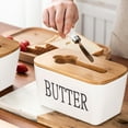 thumbnail image 5 of Ceramic Butter Dish With Lid Knife Butter Stick Holder Cheese Dessert Cake Tray Butter Stick Keeper Tray Home Container Butter Dish For Countertop Refrigerator Door Shelf, 5 of 9