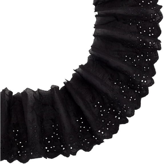 5 Yards Cotton Embroidery Flower Lace Trim Flower Pattern Lace Ribbon Clothes Accessories Black 4-3/4 inch(120mm)