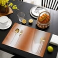 thumbnail image 3 of Burnt Orange Ombre Placemats Set of 6, Abstract Art Modern Orange Gradient Placemats for Dining Table, Place Mats for Kitchen Tabletop, Waterproof Wipeable Dining Table Mats Set, 3 of 9