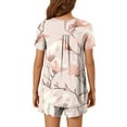 thumbnail image 4 of Jamicy Sleepwear for Fashion Casual Loose Stripe Printed Round Neck Button Shorts Short Sleeve Comfortable Ladies Pajamas Set Rose Gold, 4 of 6
