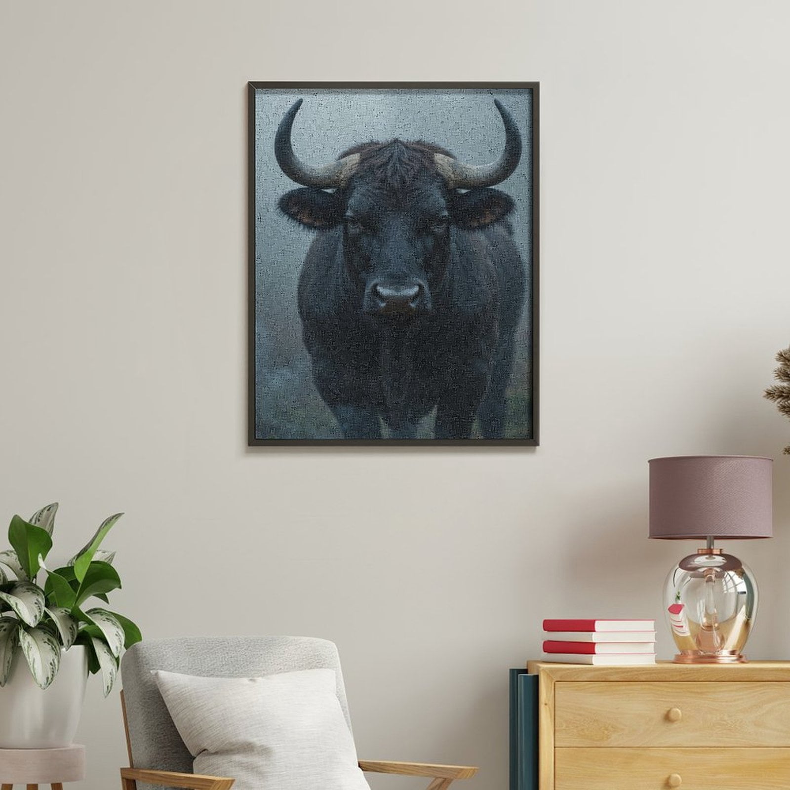 Paint by Numbers Kit for Adults, Majestic Bull In Misty Landscape Paint by Numbers, Easy Paint by Numbers Kit for Adults Beginner, DIY Adult Paint by Number Kits on Canvas, 12x16in Home Decor