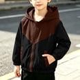 thumbnail image 2 of Abtuhar Toddler Kids Boys Girls Fall Winter Hooded Casual Outerwear and Jackets Color‑block Zip‑up Casual Jacket Coat for 1‑9 Years, 2 of 5