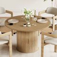 thumbnail image 5 of LAZZO 47" Round Dining Table with Storage, Modern Fluted Side Shelf, Seats 4-6 for Kitchen Dining Room, Natural Wood Color, 5 of 11