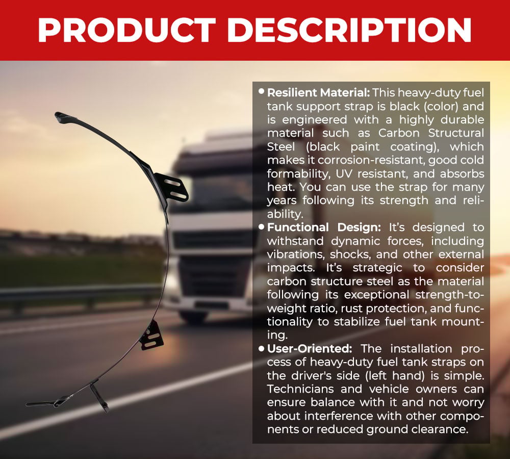 thumbnail image 4 of 26" Heavy Duty Fuel Tank Support Strap for International ProStar 3676584C1 - Steel Fuel Tank Strap, 4 of 8