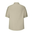 thumbnail image 5 of Women's Plain Cotton Linen Tops Short Sleeve Crewneck Casual Loose Solid Color Blouses Khaki,3XL, 5 of 6