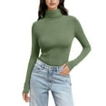 thumbnail image 2 of Ladies Tops and Blouses Women's Solid Color High Neck Regular Long Sleeve Crewneck T Shirt Long Sleeve T shirt Women, 2 of 6