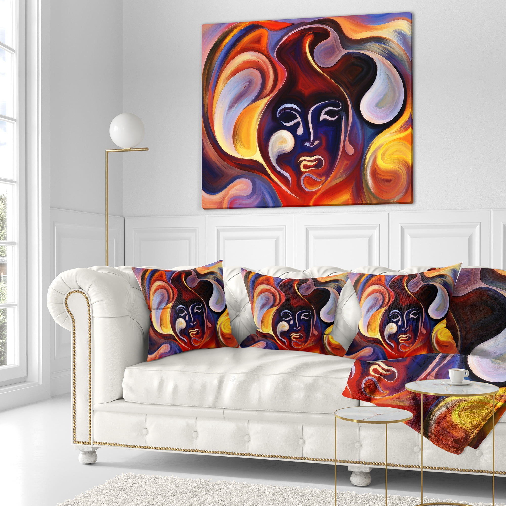Designart Waves of Thought - Abstract Throw Pillow - 18x18