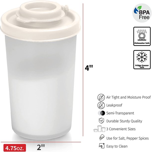 Lot de 2 salières et poivrières étanches à l'humidité - Pots à épices en plastique transparent avec couvercles rouges de 6,7 oz, ensemble d'épices de voyage pour le camping, les pique-niques, les