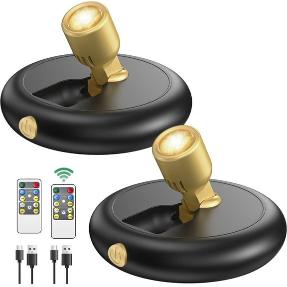 SZRSTH LED Spotlight Indoor - 2Pack Battery Spot Light with Dimmable Timer Remote for Wall Display Painting Dartboard Artwork Accent