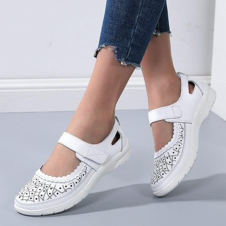 

EQWLJWE Summer Ladies Sandals Hollow Hole Women s Breathable Nurse Casual Shoes Women s Flat Shoes Holiday Clearance
