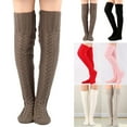thumbnail image 4 of WREESH Women Fashion Thigh High Socks Over Knee Stockings And Winter Knitted Knee Length Stockings Lengthened Floor Stockings Wool Pile Stockings Brown, 4 of 4