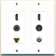 thumbnail image 1 of Ultra Spec Cables 2 Gang 2 HDMI Coax Cat6 3.5mm Toslink Wall Plate, 1 of 1
