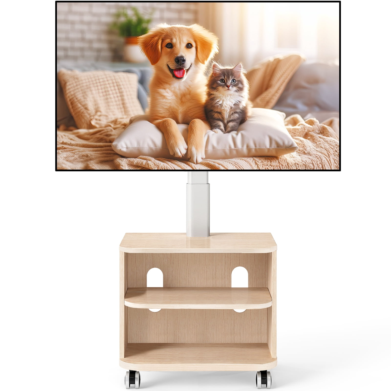 TAVR Furniture Rolling TV Stand with Wheels for 23-65 inch Screen, Universal Swivel Adjustable Storage TV Stand with Mount