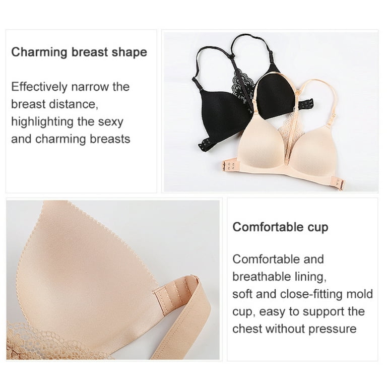 Side Buckle Smooth Bra for Women Triangle Cup Bras Lace Back