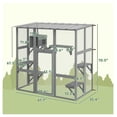 thumbnail image 3 of Catio Outdoor Cat Enclosure, Window Box Cat House with Bridge & Platforms - Gray Wooden Cat Cage, 3 of 7