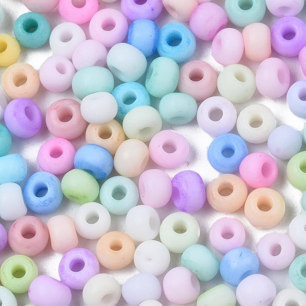 8/0 Opaque Glass Seed Beads Round Hole Frosted Colours Round Mixed Color 3~4x2~3mm Hole: 0.8mm about 15000pcs/Pound