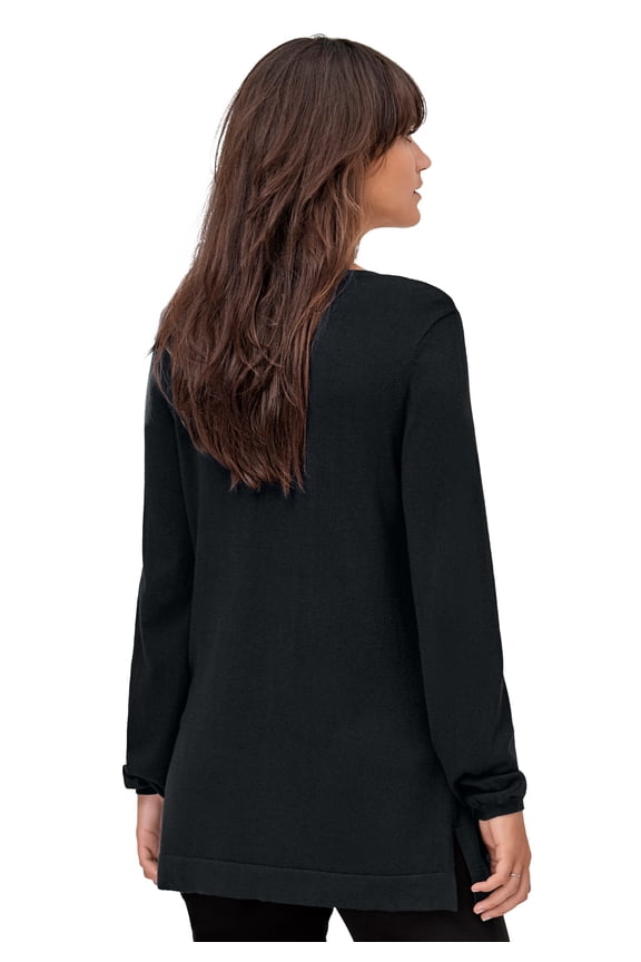 Women's Plus Size V-Neck Sweater Tunic - 26/28, Black