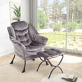 thumbnail image 2 of Dark gris comfortable accent lazy chair con ottoman - 400lb capacity, oversized reading armchair con folding footrest y side pocket para sala de estar o dormitorio, 2 of 8