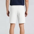 thumbnail image 4 of Men's Casual Shorts Solid Breathable Elastic Waist Side Pockets Soft Lightweight Fabric Relaxed Fit Summer Fashion Shorts White L, 4 of 6