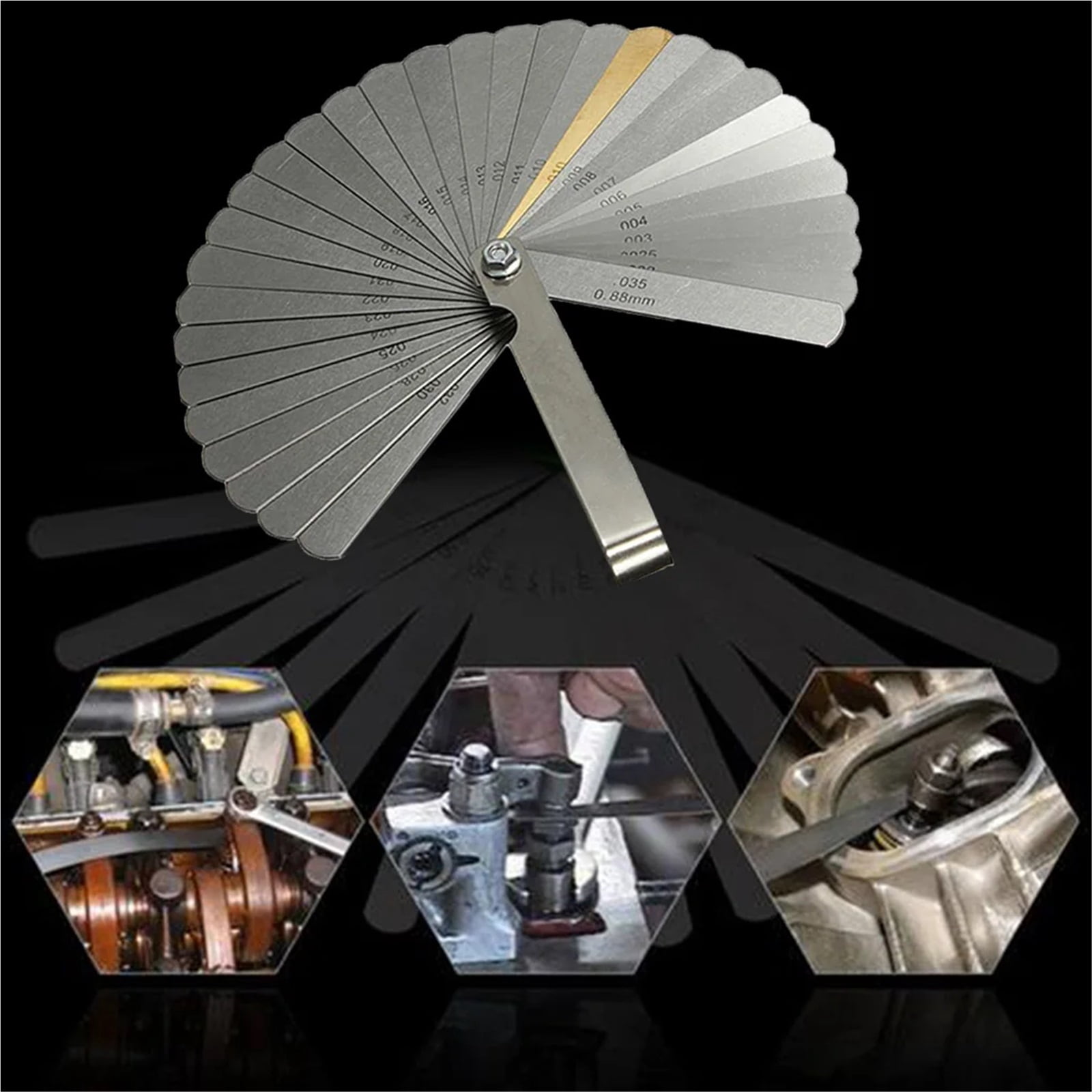 32 Plates Feeler Gauge Stainless Steel Dual Reading Combination Feeler Gauge 0.04mm To 0.88mm Thickness ,Corrosion-Resistant