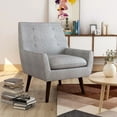 thumbnail image 3 of Furniture of America Walsh Mid-Century Fabric Tufted Accent Chair in Light Gray, 3 of 8