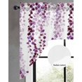 thumbnail image 2 of Purple Weeping Eucalyptus Swag Valances for Windows, Small Curtains Drapes, Spring Summer Farmhouse Leaves Kitchen Window Curtains Over Sink Window Treatment Valance for Bedroom/Bathroom 56"x36", 2 of 5