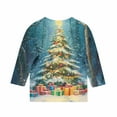 thumbnail image 4 of Atogsazn Kids Girls Christmas 3/4 Sleeve Shirt Children Christmas Tree Crew Neck Loose Fit Blouse Pullover Tops Clothing 13-Multicolor 9-10 Years Fashion, 4 of 7