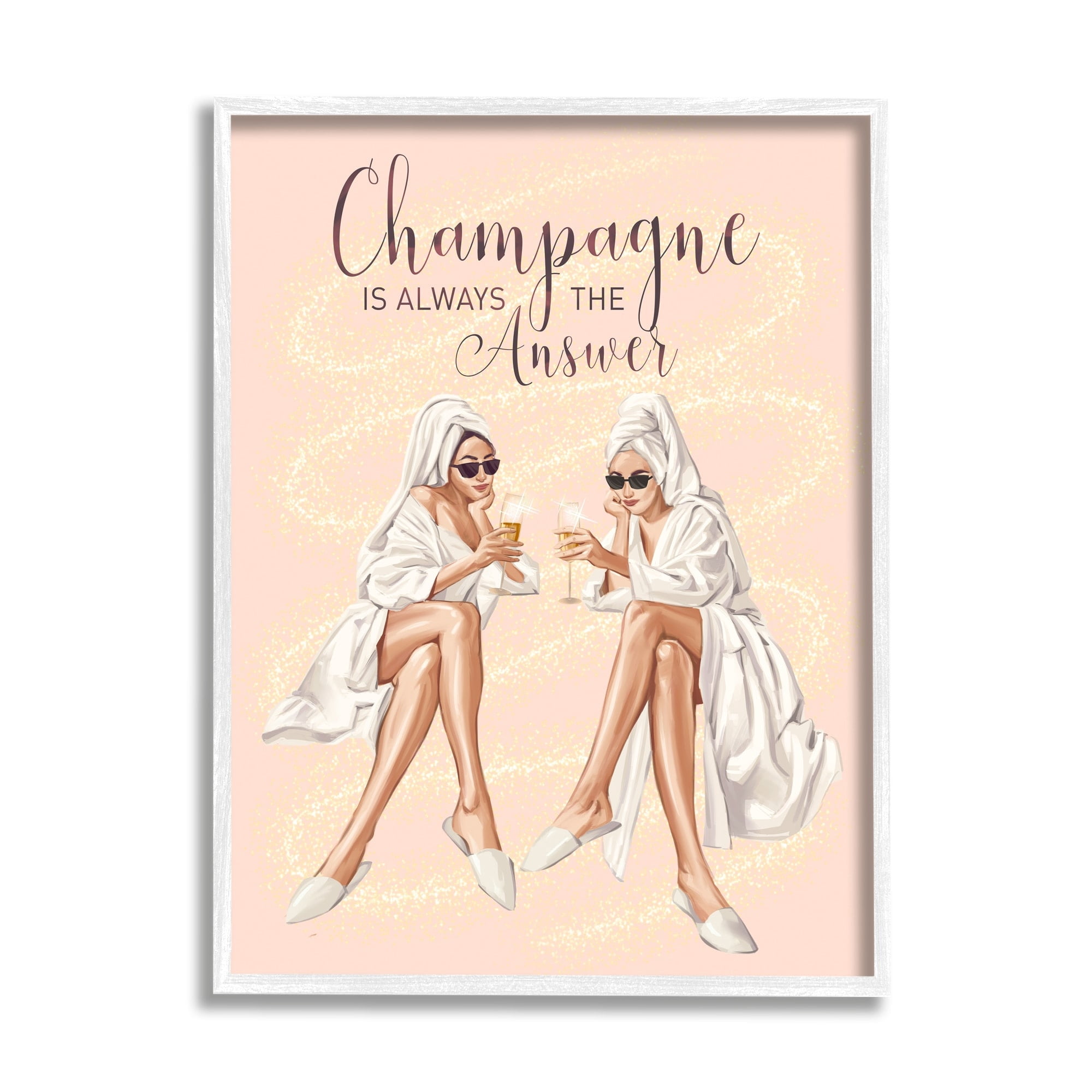 Stupell Industries Champagne Typography Quote Pink Glam Robes Cheers Framed Wall Art, 24 x 30, Design by Ziwei Li