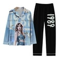 thumbnail image 1 of Spring and Autumn Printed Pajamas Women's Fashion Daily Casual V-Neck Long Sleeve Set Character Pattern Printed Pajama Set, 1 of 2