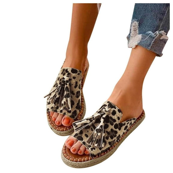 Boho Slide Sandals for Women Girls Dressy Low Wedge Sandal Casual Open Toe Flat Sandals Summer Beach Slip on Sandals Platform Sandals