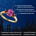 thumbnail image 2 of Gem Stone King 10K Yellow Gold Pink Created Sapphire and Red Garnet Engagement Ring for Women | 2.39 Cttw | Oval 8X6MM | Gemstone September Birthstone | Size 7, 2 of 6