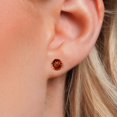 thumbnail image 3 of Gem Stone King 14K Yellow Gold Red Garnet Stud Earrings for Women Men (5.00 Cttw, Round 8MM), 3 of 6