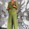 thumbnail image 3 of ZenCart Women's Casual Two Piece Chiffon Outfit Summer V-neck Short Sleeve Top Wide Leg Pants Set Loose Loungewear Suit, 3 of 8