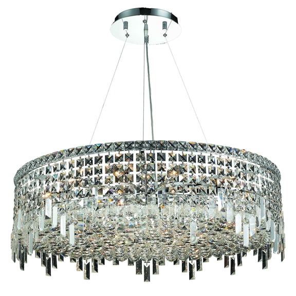 2031 Maxime Collection Hanging Fixture D32in H7.5in Lt:18 Chrome Finish (Royal Cut Crystals)