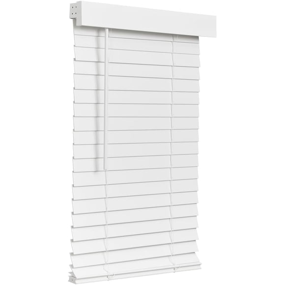 Lotus & Windoware Cordless Faux Wood Blind, Smooth, Bright White, Privacy Slats, Blinds for Indoor Windows, 34" Wide x 72" Long