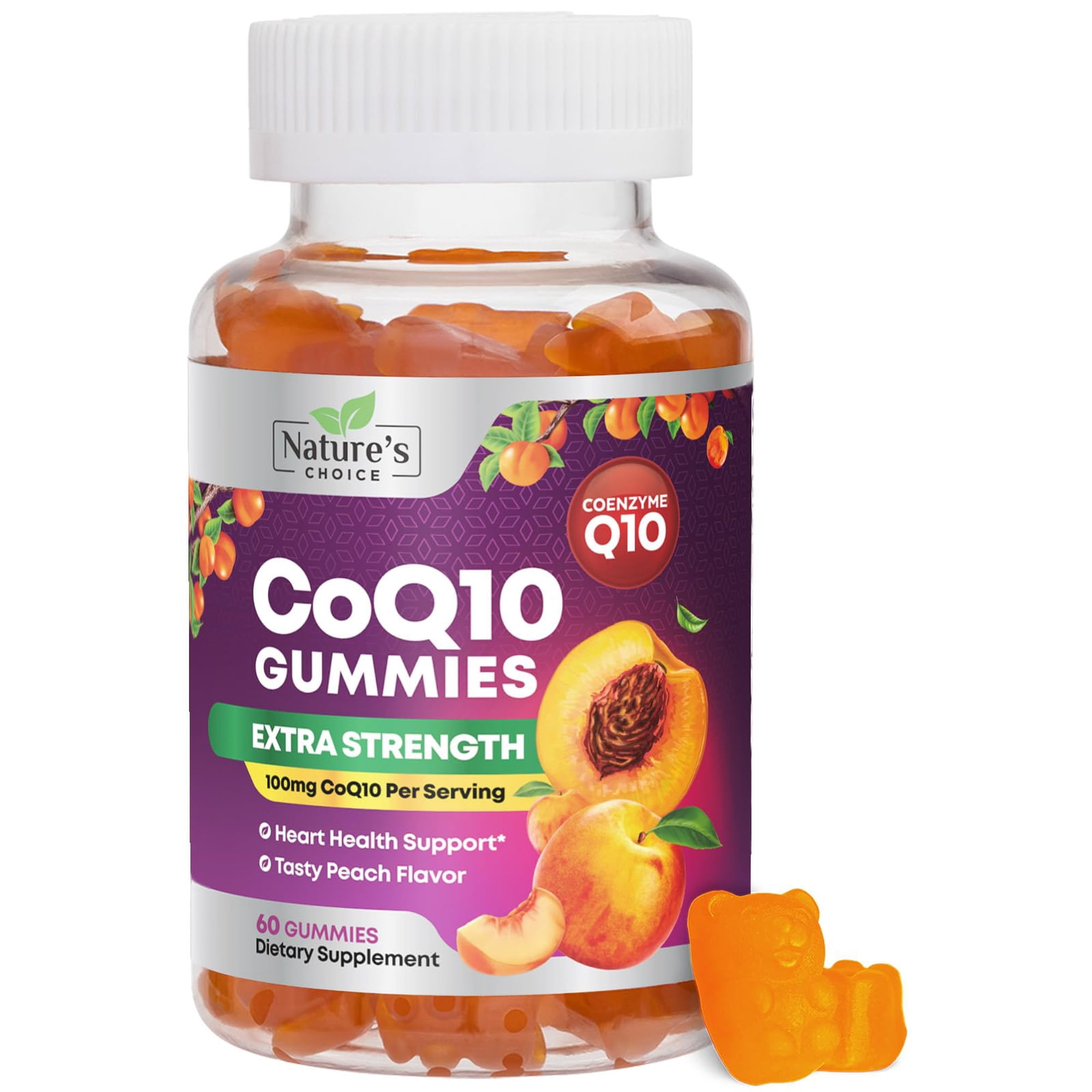 CoQ10 Gummies 100mg - 3X Strength Coenzyme Q10 - Ultra High Absorption, Antioxidant Supplements Support Heart Health & Energy Production - Nature's Coq 10 Vitamins Supplement - Vegan - 60 Gummies