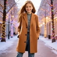 thumbnail image 2 of QUOTAY Girls Trench Coat Pure Color Long Single- Lapel Collar Jacket with Side Pockets for School and Casual Outerwear 02_Brown,170, 2 of 6