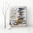 thumbnail image 3 of Christian Stone Zen Bathroom Decor Wall Art God Says You are Wall Decor Zen Flower Stone Candle Sand Spa Painting for Bathroom Yoga Room Bathroom Artwork Framed 12"x16", 3 of 5
