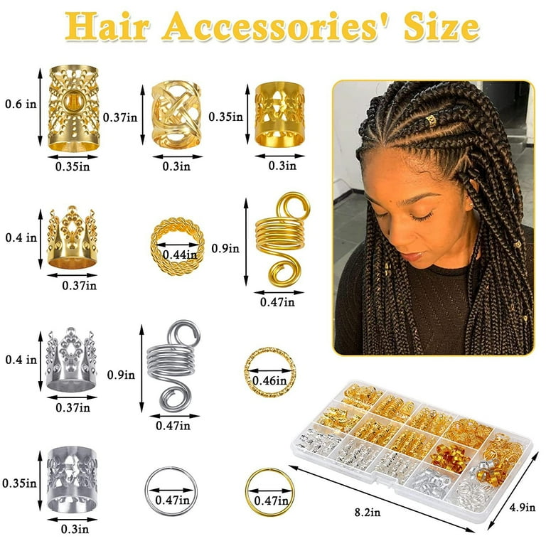 Trianu 262 Pcs Hair Jewelry for Braids Loc Jewelry Hair