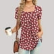 thumbnail image 2 of Blusa con estampado de manga corta y cuello cuadrado informal cómoda a la moda para mujer OAVQHLG3B Store  lin121212, 2 of 4