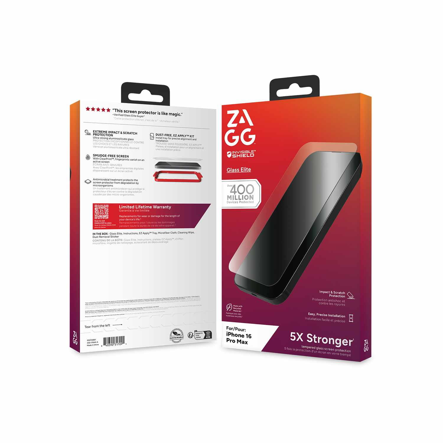 ZAGG Protection D'écran InvisibleShield Glass Elite pour iPhone 16 Pro Max