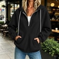 thumbnail image 4 of Smupbvky Corduroy Hoodie for Women Half Zipper Raglan Pullover Winter Sweatshirt Casual Top With Pockets, 4 of 6