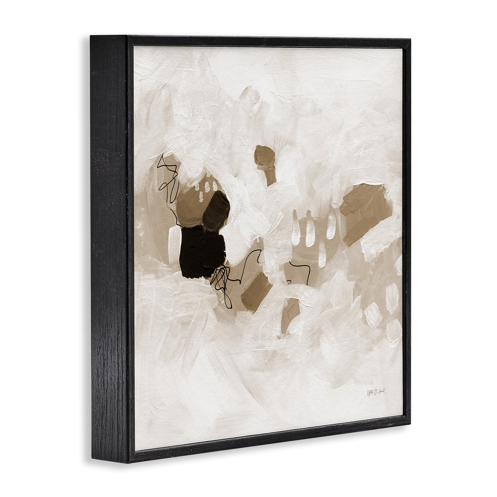 Stupell Industries Neutral Classic Conservatory Abstract Painting Black Framed Art Print Wall Art, 12 x 12
