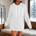 thumbnail image 2 of PMVFHDE Women's Cozy Brushed Lined Pullover Hoodie with Drawstring, Warm Winter Casual Long Sleeve Sweatshirt Top White，XXL, 2 of 5