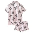 thumbnail image 2 of Womens Pajamas Trendy Bow Print Short Sleeve And Pants Fall Outfits Clothes,White,L, 2 of 8