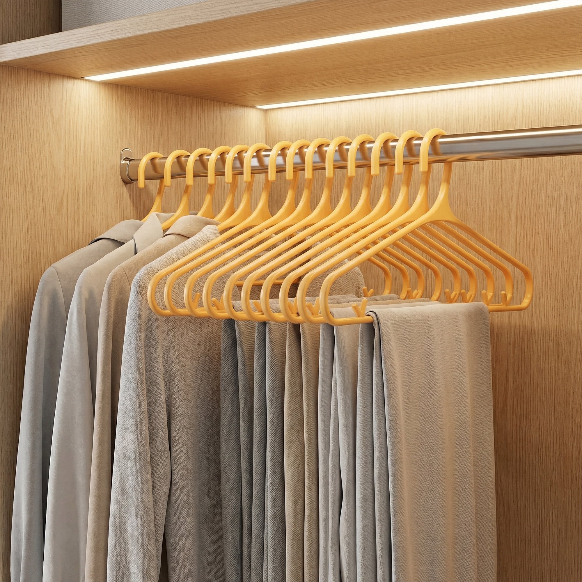 Unique Bargains 10Pcs Plastic Nonslip Hangers With Pinch Clips Yellow