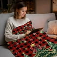 thumbnail image 5 of Christmas Trees Flannel Blanket for Bed,Travel and Camping, Xmas Trees Balls Berry Winter Snowflakes Red Black Plaid Super Soft Cozy Blanket for All Seasons 50"x80", 5 of 9